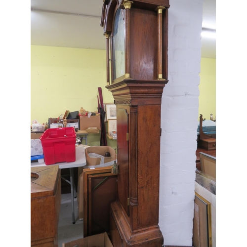 131 - An oak cased long case clock by Z. Dyson, Sheffield with painted dial