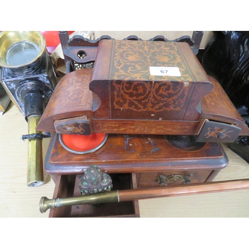 67 - Smokers cabinet with two drawers, musical cigarette dispenser with marquetry inly