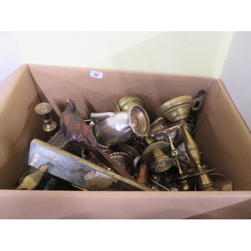 68 - Large collection of assorted metalware including brass and horse brasses