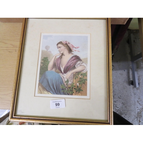 99 - Collection of six small prints, mostly depicting beauties