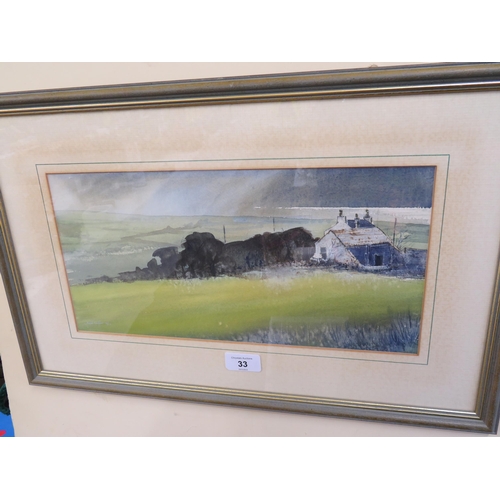 33 - Paul Parker, Manx Cottage, water colour, 8 x 15 ins, signed