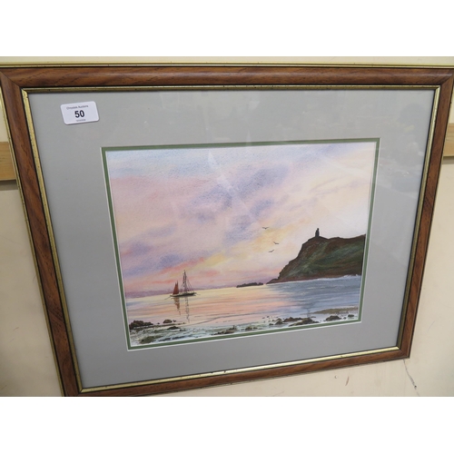 50 - M E Hands, Bradda Head, watercolour, signed, 12 x 14 ins approx.