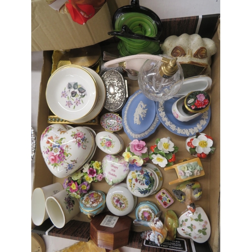 53 - A collection of small porcelain boxes, ornaments, knick knacks etc.