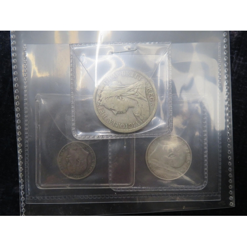 249 - 3 x silver coins 1900 half crown, 1902 shilling & 6d