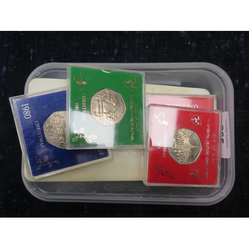 265 - A collection of Isle of Man decimal coins some Christmas fifty pences (cased)