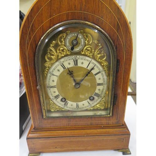 266 - Victorian Gothic bracket clock striking on a gong with walnut case