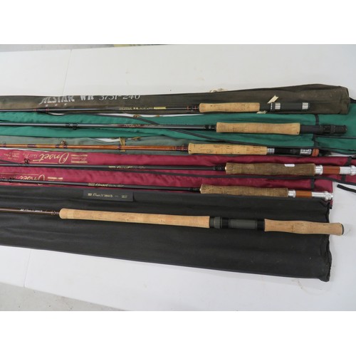 146 - Six quality fishing rods including Shakespeare Oracle IV, Silstar, Shimano etc, mostly carbon fibre,... 