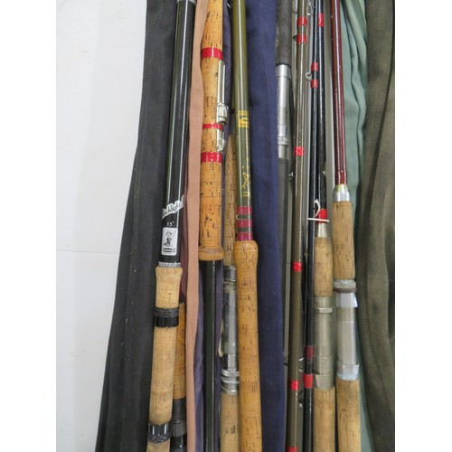 148 - Collection of fishing rods including boat, pier and spinning, various makers including Bruce & Walke... 