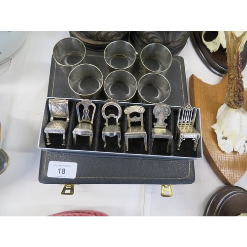 18 - Miniature metal chairs, napkin rings etc