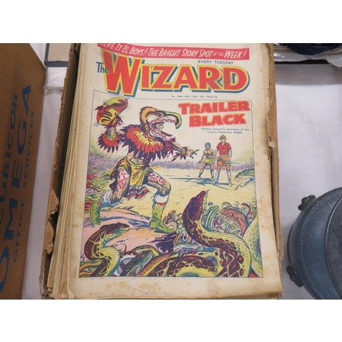 271 - A box of early Wizard, Rover, Beano comics