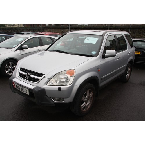 44 - FMN318X
Silver Honda CRV 1998cc
First Registered 02.09.2002
Approx 107,000 miles
Auto Petrol