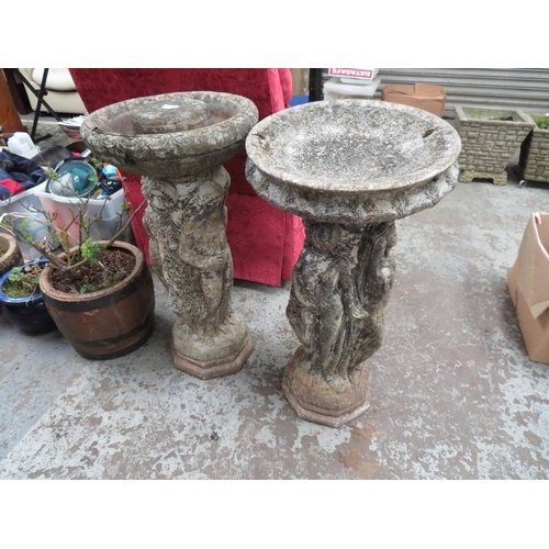 72 - PAIR - Large concrete bird bath