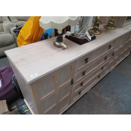 77 - Sideboard with cupboard to each end and four drawers to centre