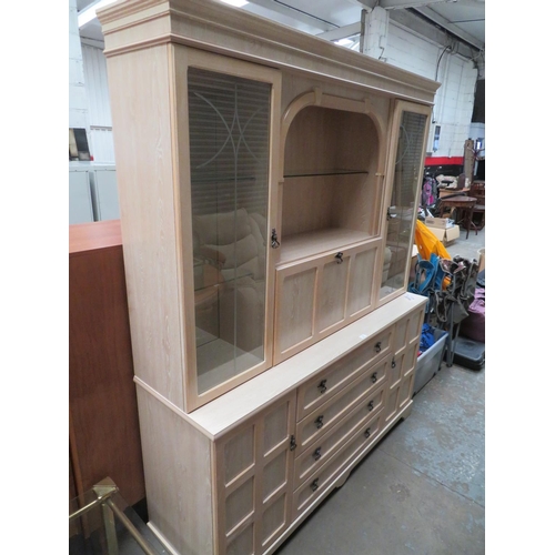 87 - Display cabinet with glass doors and cupboard and drawers to base