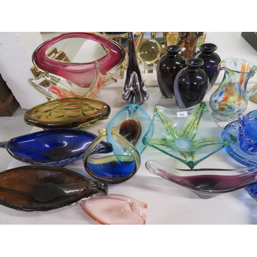 541 - Large collection of coloured glassware including Murano