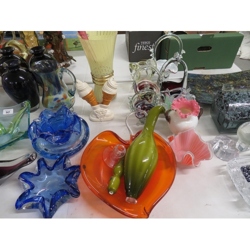 541 - Large collection of coloured glassware including Murano