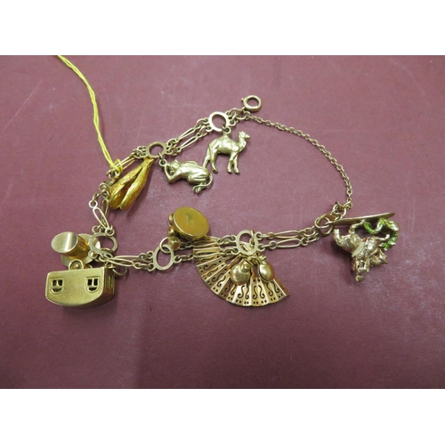 62 - An interesting 9 ct. gold charm bracelet - total wt. 25.3 grms