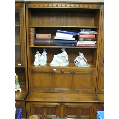 152 - Bookcase with cupboards to base, pull out door, and two shelves above