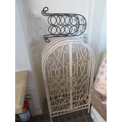 16 - Metal wine rack with doors plus a small wine rack