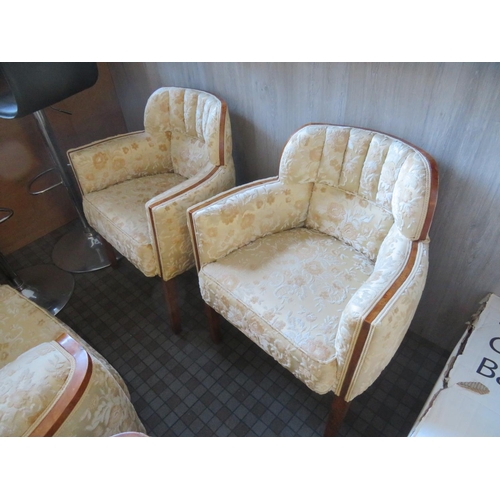 55 - Good Art Deco Five piece suite comprising two tub chairs, two easy chairs, and a three seater settee