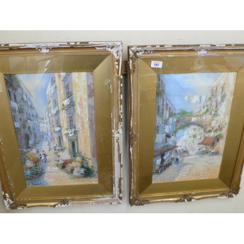 245 - M Gianni, Sorrento street scenes, water colours (a pair), signed, 20 x 12 ins approx.