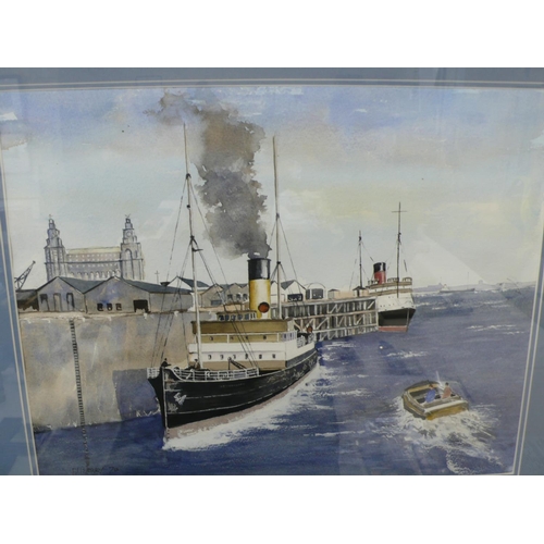 430 - F. A. Berry, Ships in the Mersey, watercolour, signed, dated '72, 15x18ins