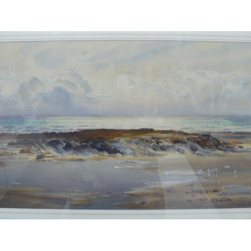 432 - 20thC Manx School, Isle of Man Shoreline, watercolour, 15x30ins