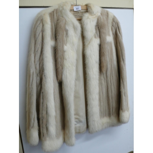 481 - Striped Derber mink jacket, white and pale brown fur, medium