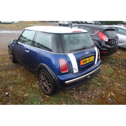 107 - MMN865E
Blue Mini One 1598cc
First Registered 01.09.2002
Approx miles TBC
Manual Petrol
Instrument p... 