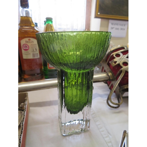 55 - Designer green glass vase, height 7ins