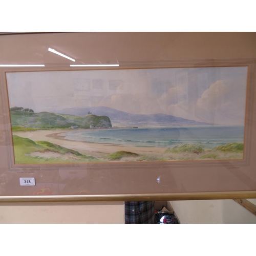 318 - GW Morrison, Red Bay County Antrim, watercolour, signed, 9x21ins