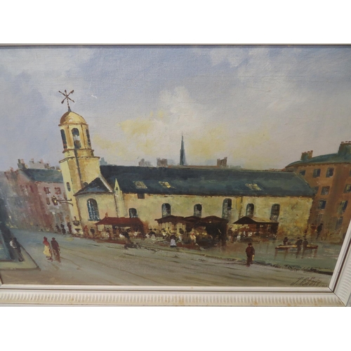 319 - J E Tate, St Matthews Old Church, oil on canvas, signed, 14x22ins