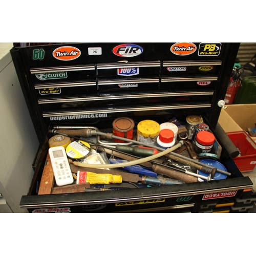 26 - Ten section Snap-On tool cabinet plus contents