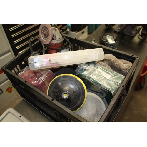 47 - Box containing angle grinder and polisher plus accessories