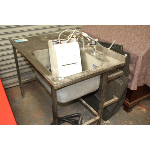 87 - Stainless steel sink unit plus water heater (120 x 76cm)