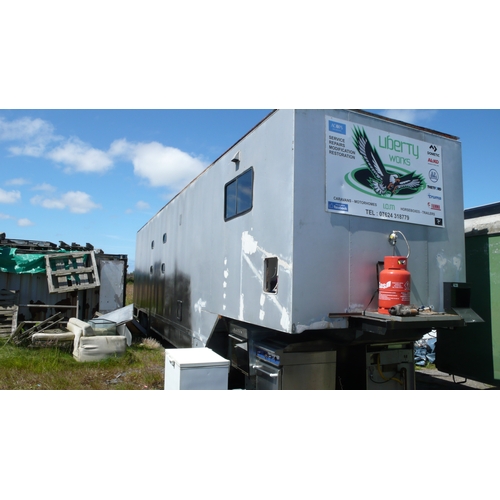 174 - Silver trailer in the process of bing made habitable - 40 ft long
Viewing at Andreas Airfield 
Frida... 