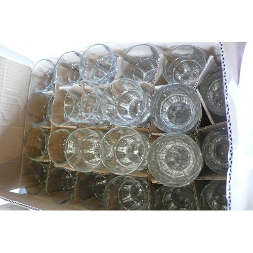 175 - Two boxes of Arcoroc champagne glasses, whisky tumblers etc