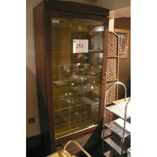 253 - Enofrigo four-shelf lockable champagne fridge, height 76ins, width 33ins