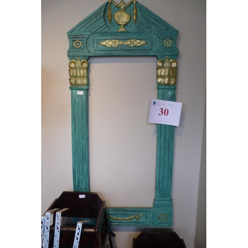 30 - Carved painted wooden frame, ht. 50ins