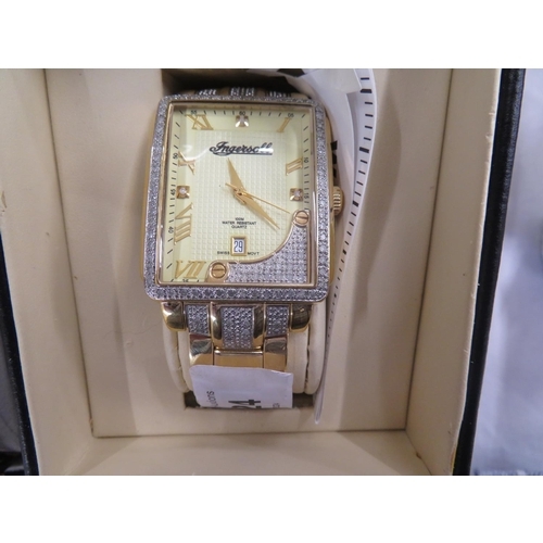 480 - Ingersol Gents diamond encrusted gold plated wristwatch, no.99/125