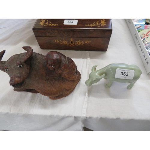 363 - Two carved water buffalo