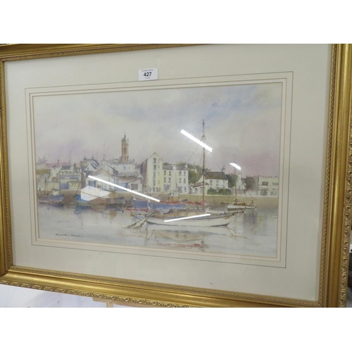 427 - Michele Tramontana, Boats in Peel Marina, water colour, signed