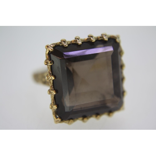 437 - 9 ct. gold smoky quartz ring - size M