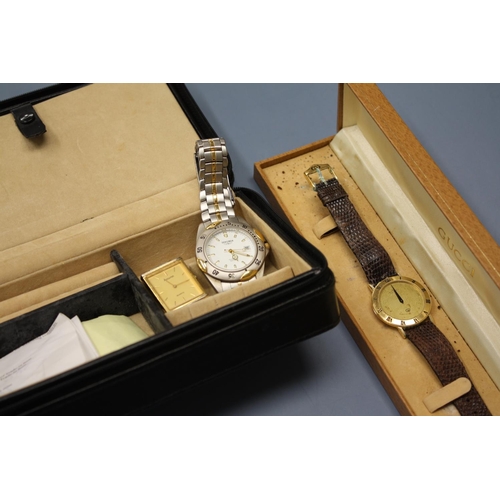 480 - A Gucci wrist watch in box together with Seconda and Accurist