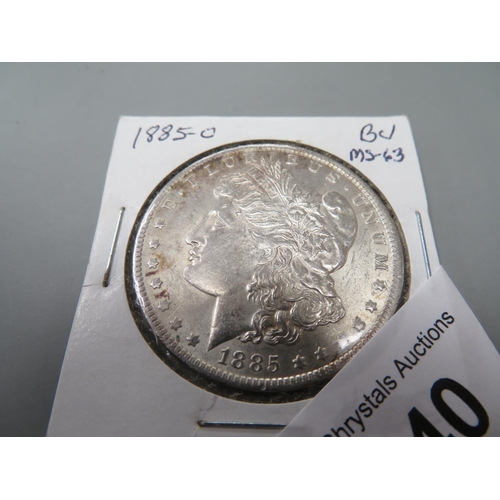 40 - 1885-O morgan silver dollar BU