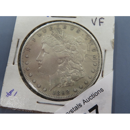 205 - 1892-S Morgan silver dollar, VF