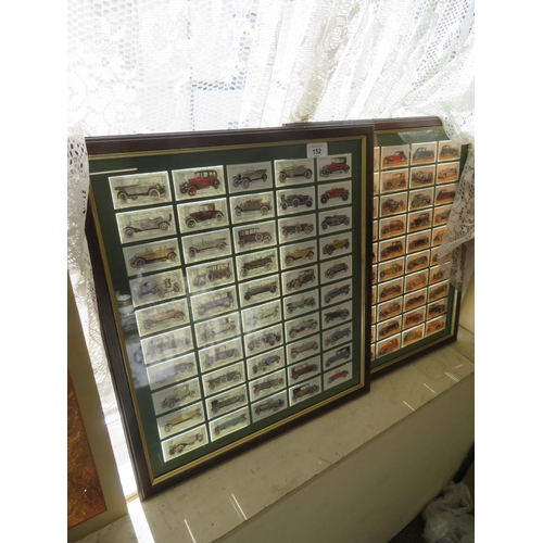 152 - Framed cigarette cards of classic and vintage cars