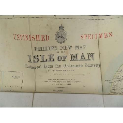 17 - Rare folding map, unfinished specimen, Phillips new map of the Isle of Man, plus odd maps