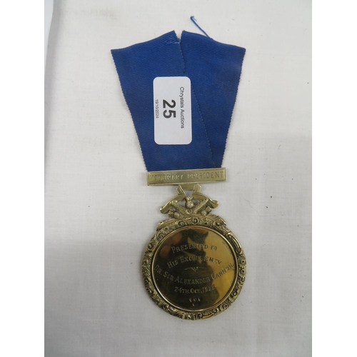 25 - Silver gilt honorary president Jewel presented to His Excellency Dr Sir Alexander Cannon 24th Octobe... 