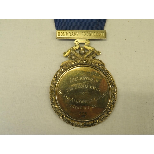 25 - Silver gilt honorary president Jewel presented to His Excellency Dr Sir Alexander Cannon 24th Octobe... 